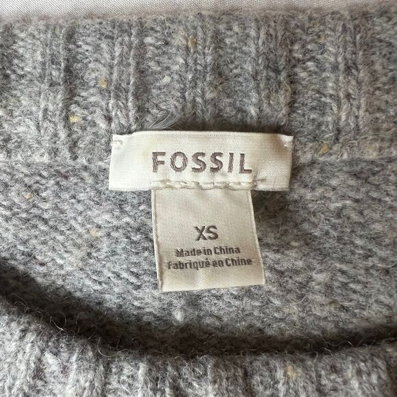 Fossil Sweater Gray/Yellow Wool Cashmere Blend XL Sleeves Color-Blockv Sz XS - Picture 6 of 10
